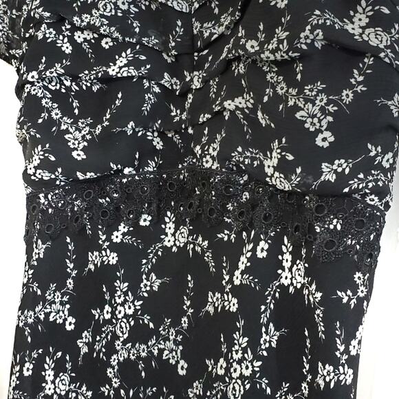 Cacama | Floral Sheer Tie Waist Blouse - Picture 4 of 7